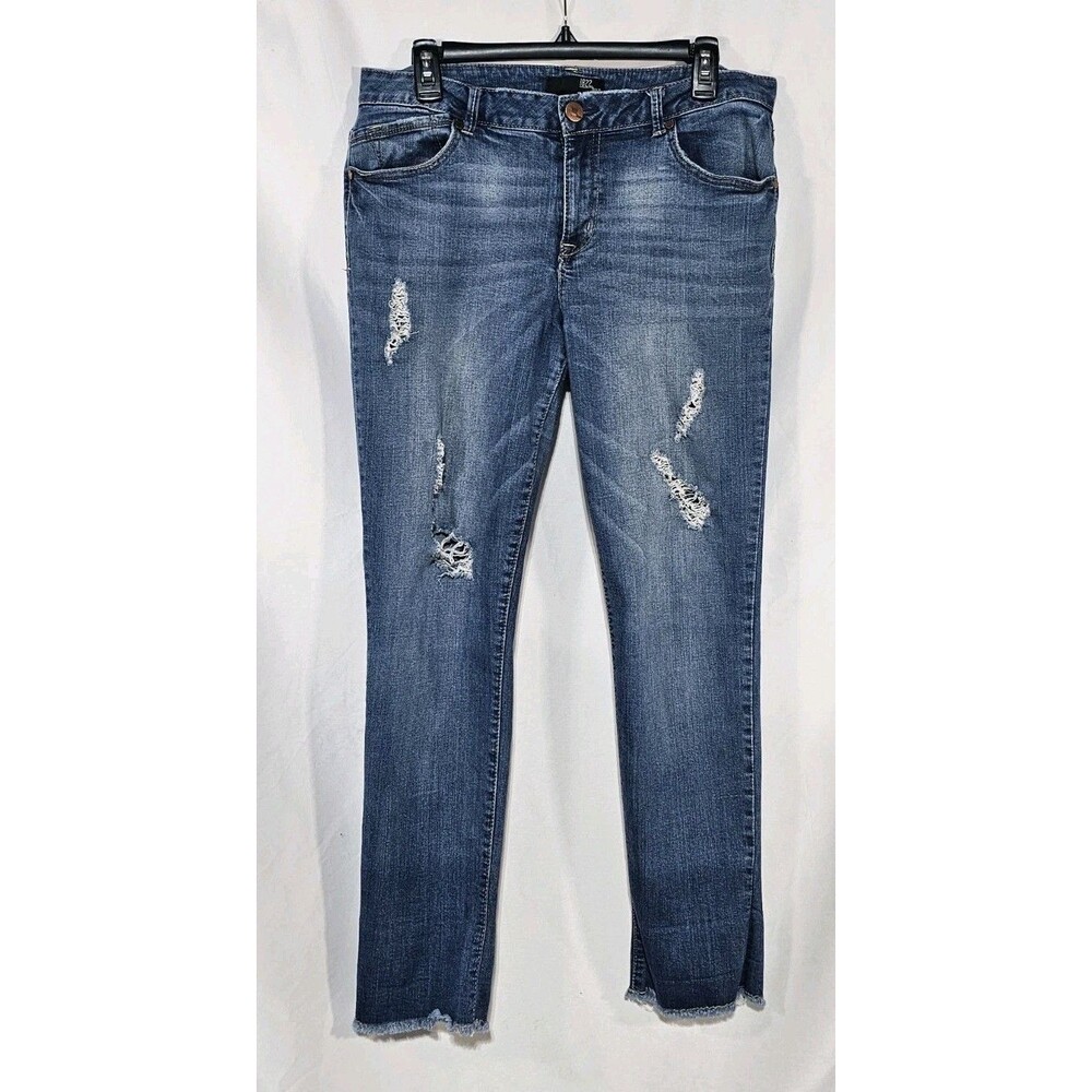 1822 Denim Butter Distressed Skinny Ankle Jeans Womens Sz 14 Raw Hem 32x27 Blue - Picture 2 of 14